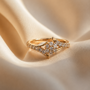 Floral Gold-Plated Zircon Ring Elegant Flower Cluster Design