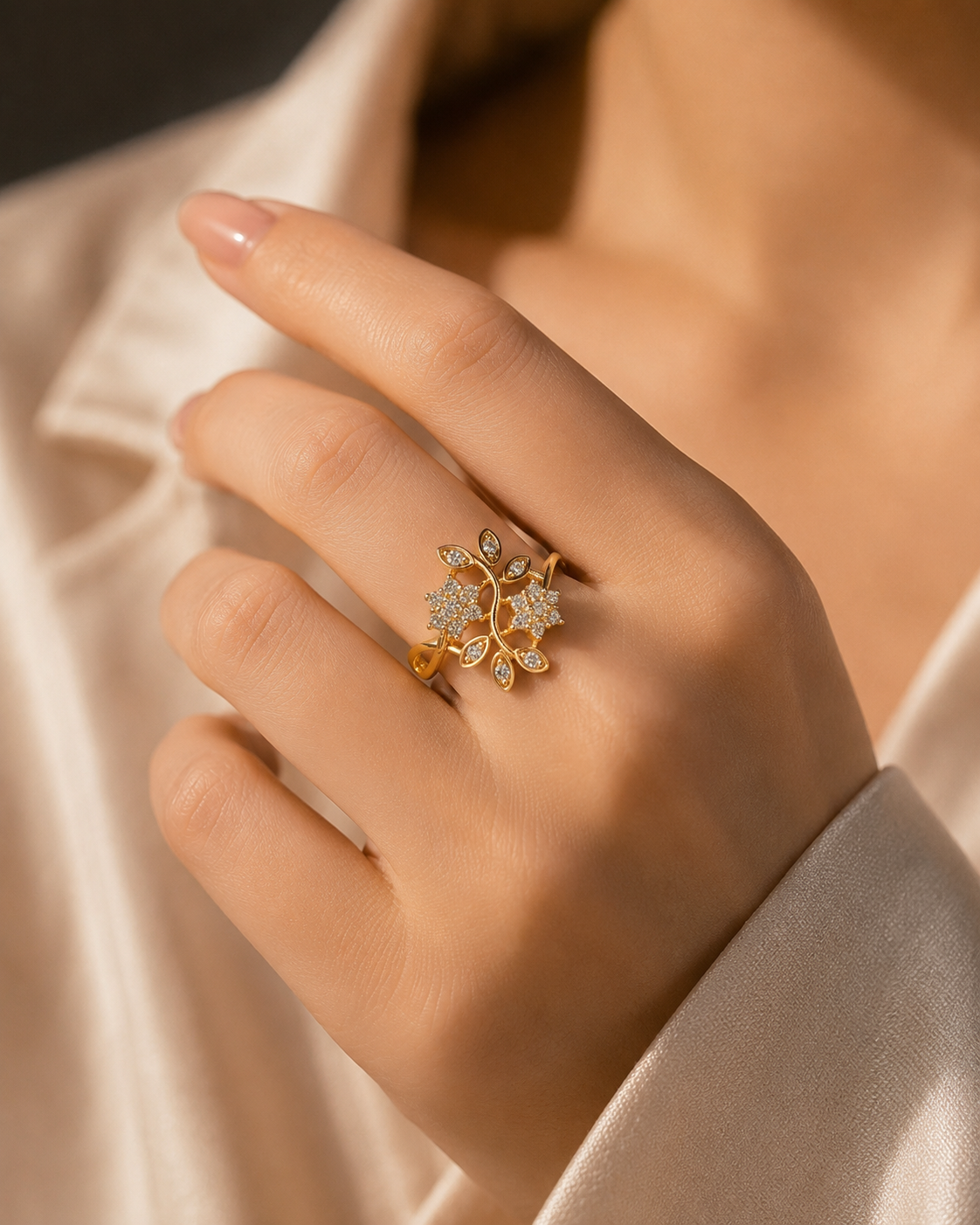 Blossom Vine Ring with Zircon Accent - Image 2