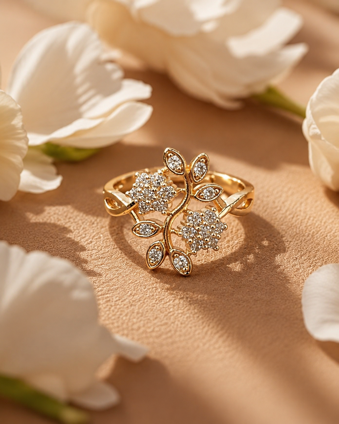 Blossom Vine Ring with Zircon Accent - Image 3