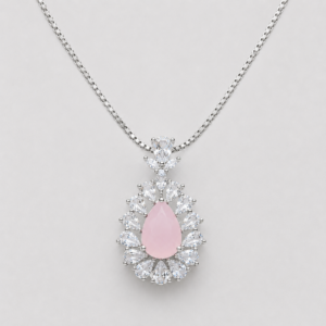 Luxury Pink Teardrop Crystal Pendant Necklace for Women