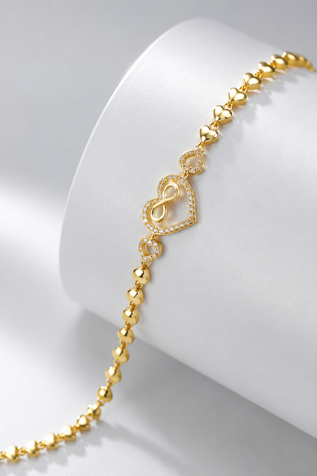 Luxury Gold-Tone Infinity Heart Bracelet for Women