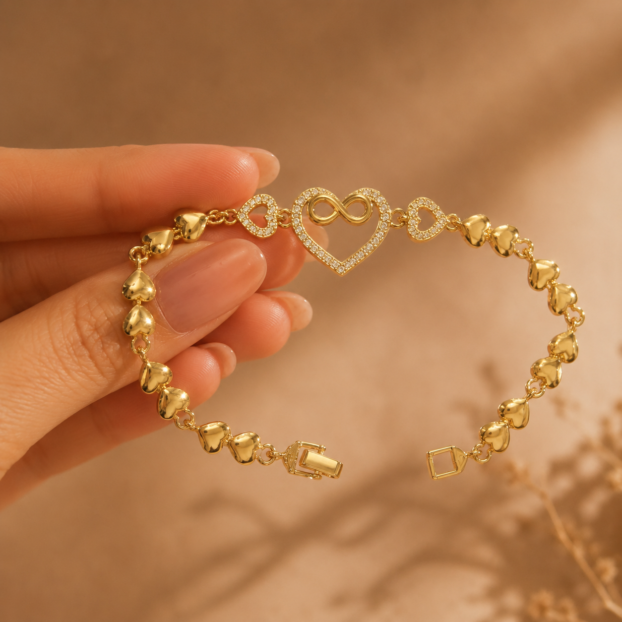 Luxury Gold-Tone Infinity Heart Bracelet for Women - Image 2
