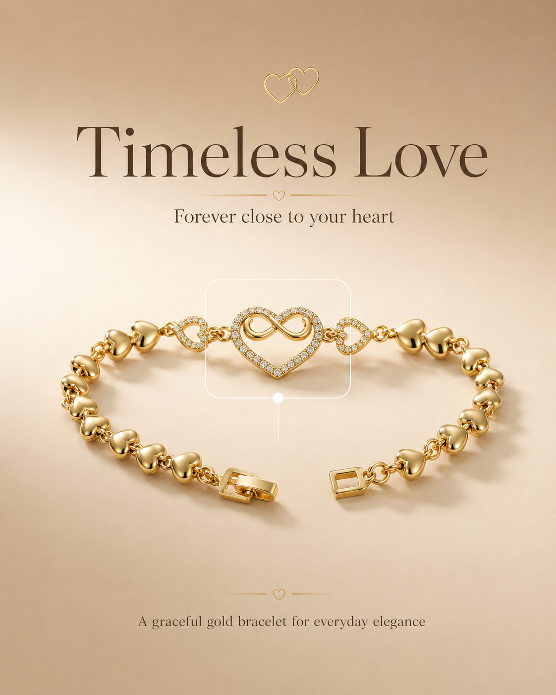 Luxury Gold-Tone Infinity Heart Bracelet for Women - Image 3
