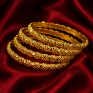 Elegant Gold-Tone Textured Bangle Set for Women Premium Quality (Set of 4)