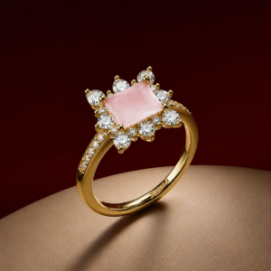 Rose Pink Crystal Halo Ring