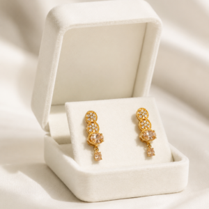 Golden Crystal Drop Earrings