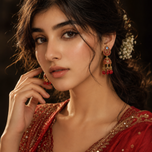 Royal Red Indian Jhumka Earrings