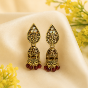 Antique Gold Jhumka Indian Earrings