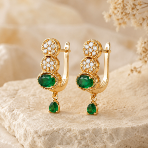 Green Emerald Crystal Drop Earrings