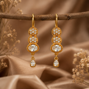Gold Tone Crystal Drop Earrings