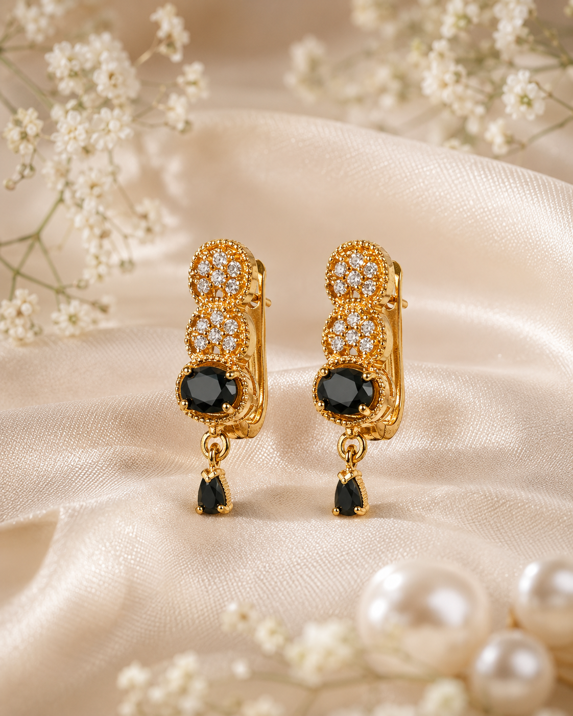 Black Crystal Drop Earrings