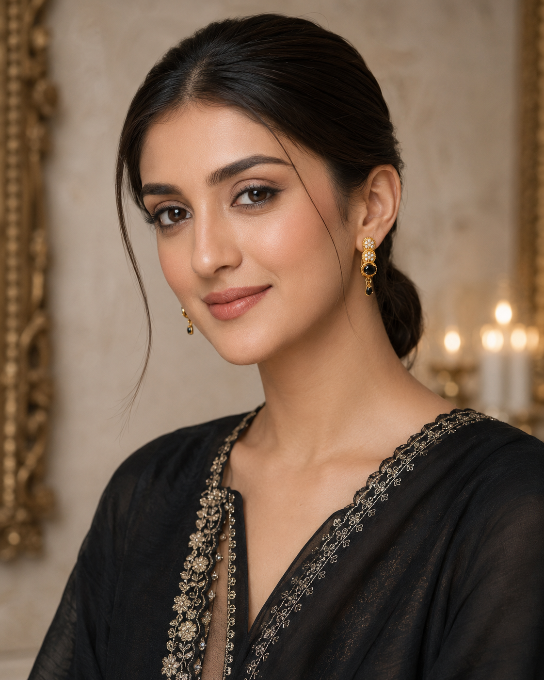 Black Crystal Drop Earrings - Image 3