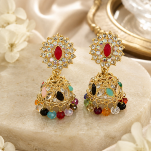 Multicolor Crystal Indian Jhumka Earring
