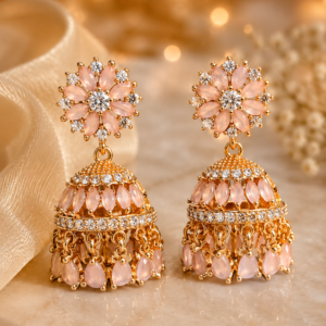 Blush Rose Crystal Jhumka Earring