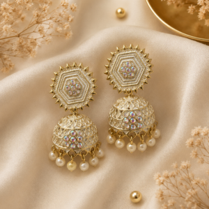 Antique Indian Jhumka Earring Pearl Beads