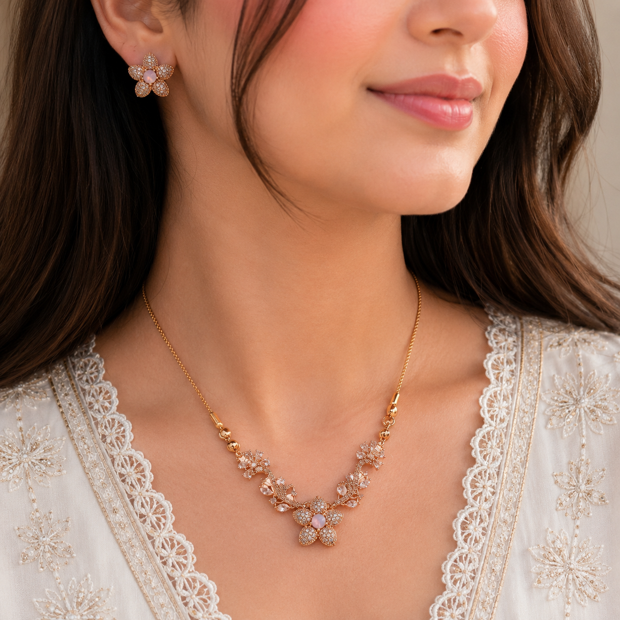 Rose Blossom Pendant & Earrings Set - Image 5