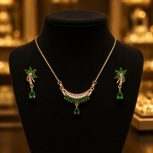 Green Flora Pendant Set with Matching Earrings