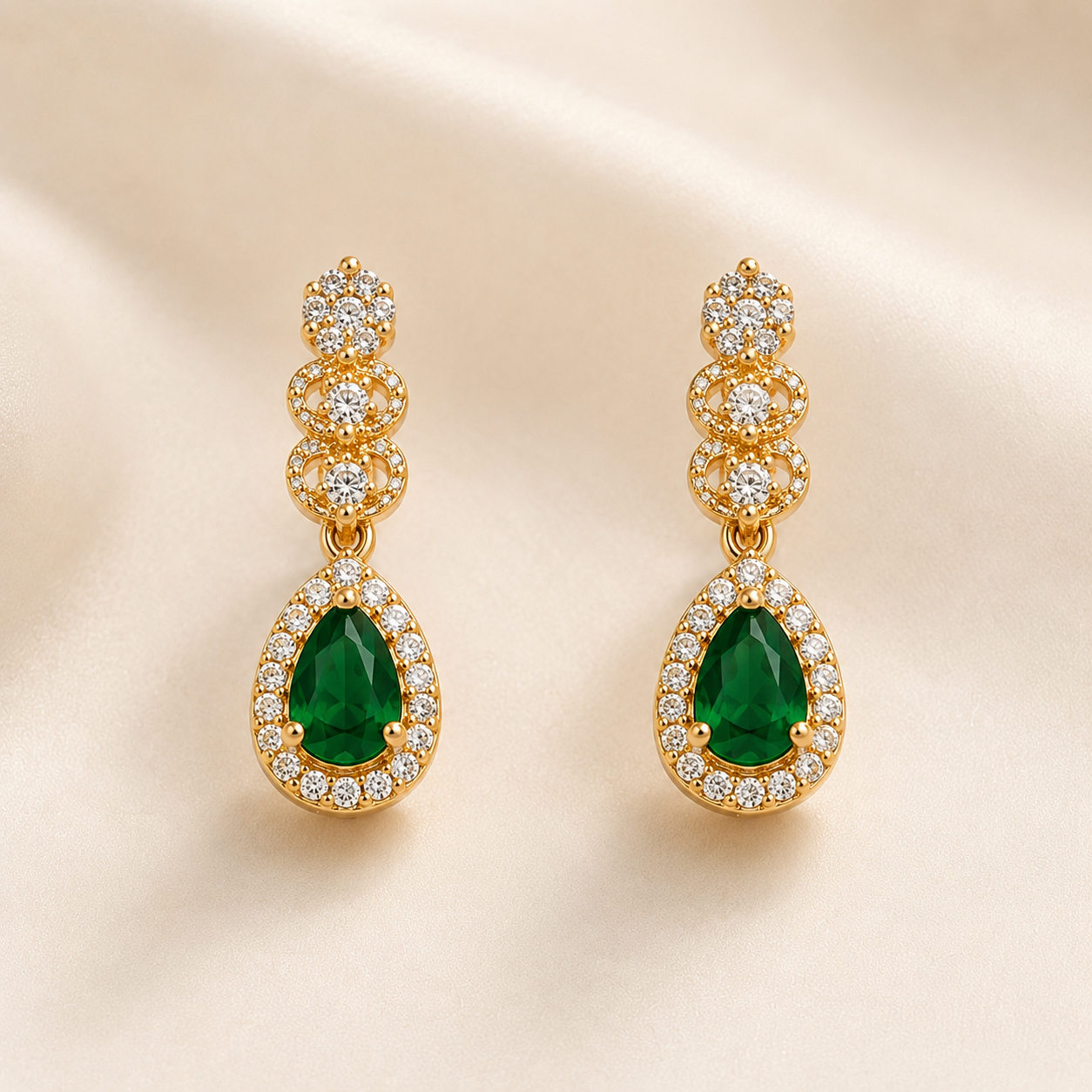 Teardrop Green Pendant & Earring Set - Image 3