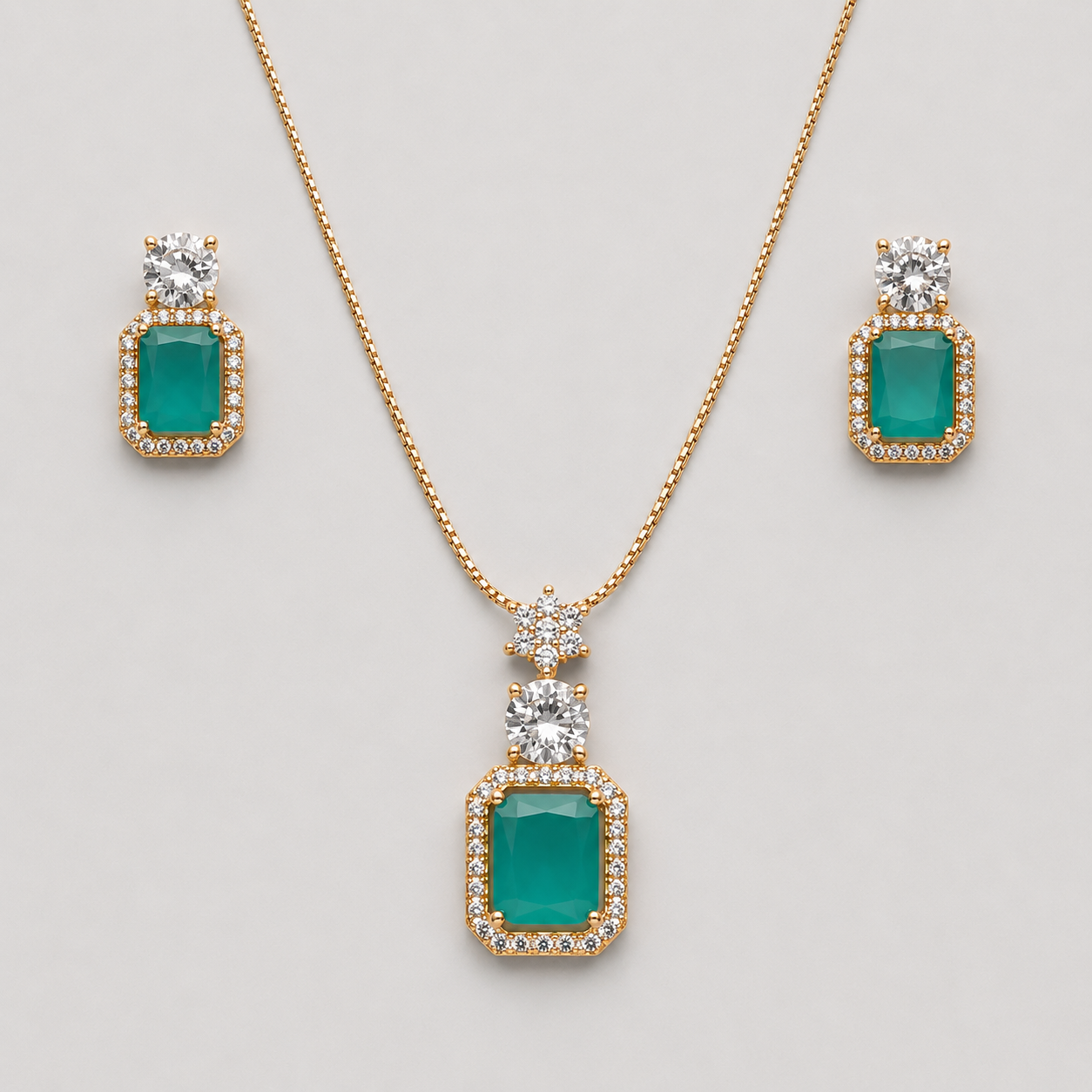 Emerald Majesty Pendant & Earrings Set - Image 2