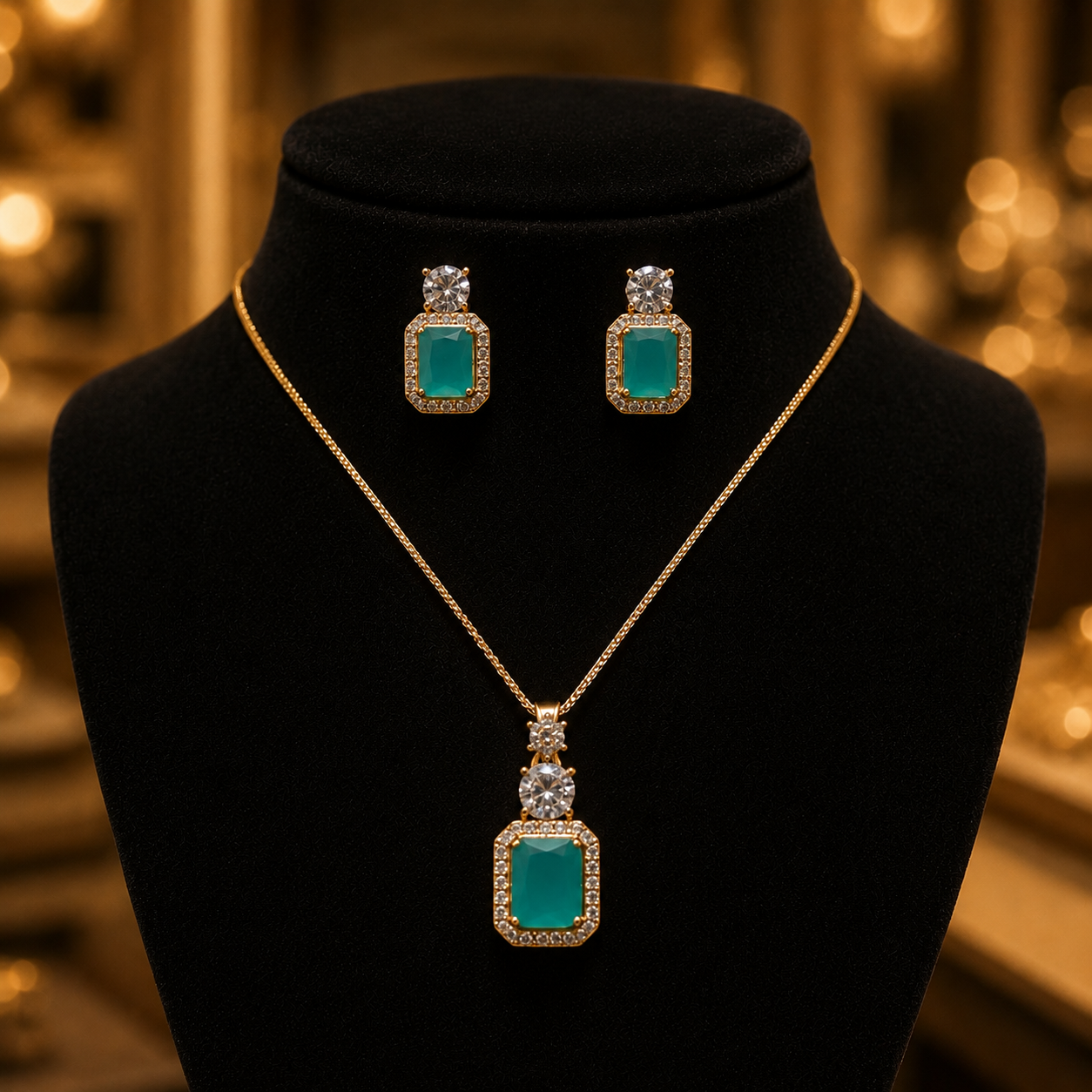 Emerald Majesty Pendant & Earrings Set - Image 4