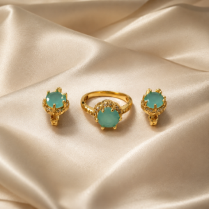 Mint Green Crystal Ring & Earrings Set