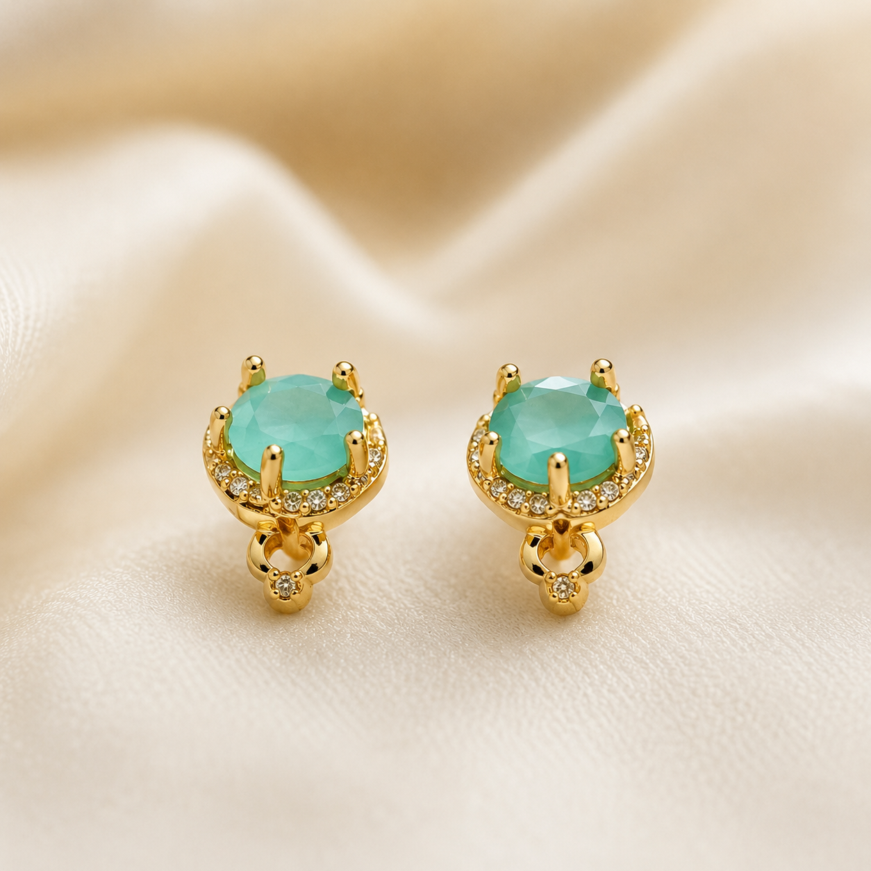 Mint Green Crystal Ring & Earrings Set - Image 2