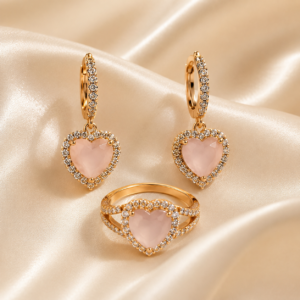 Heart Crystal Ring & Earrings Set
