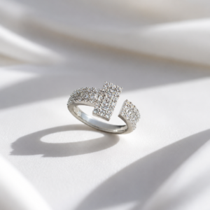 Silver Tone Crystal Statement Ring