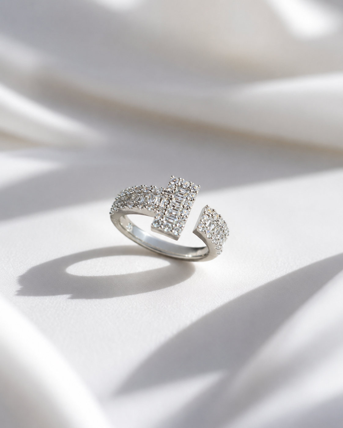 Silver Tone Crystal Statement Ring
