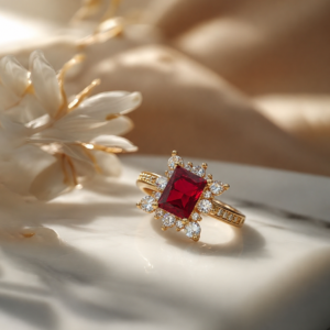 Ruby Red Princess-Cut Statement Ring