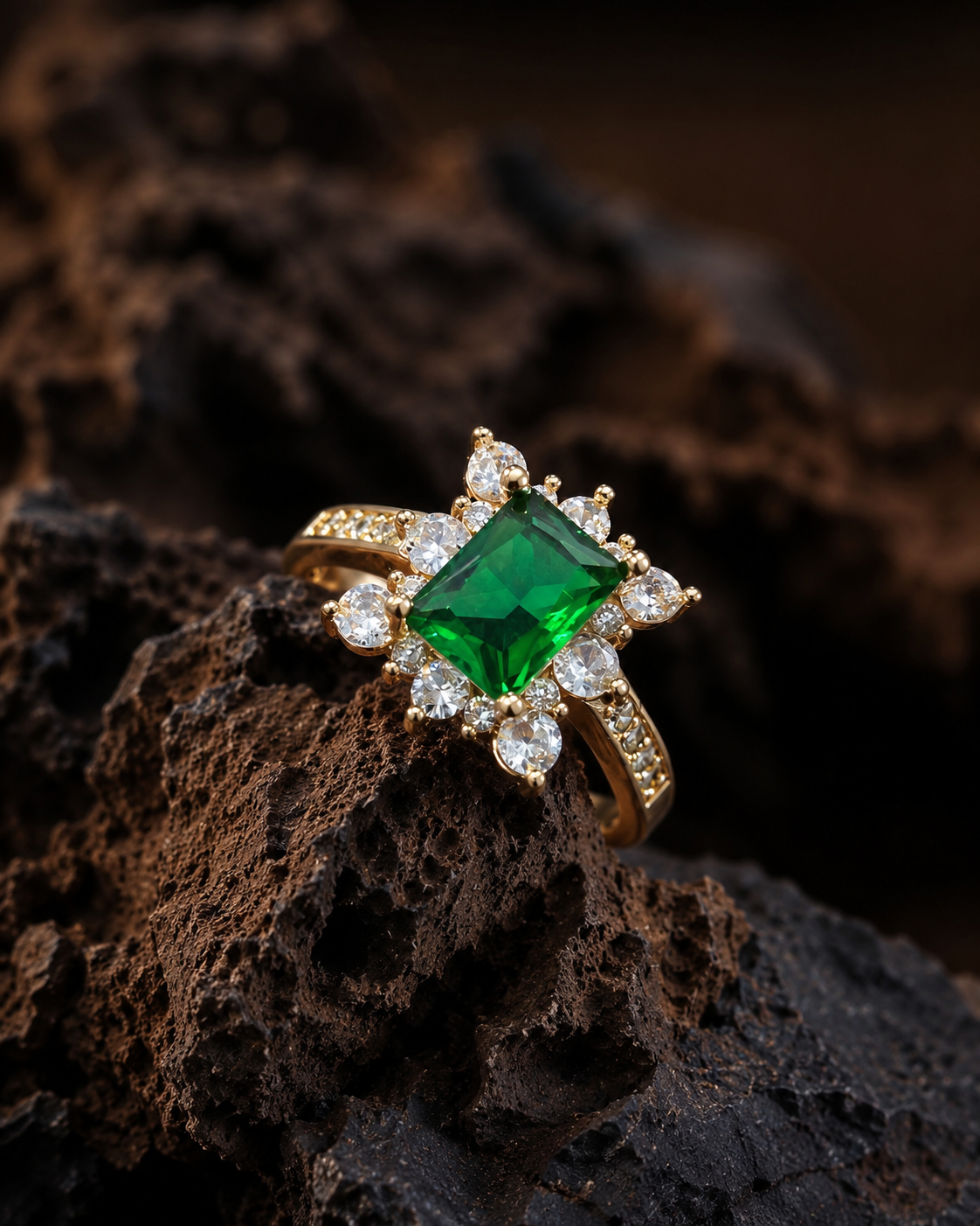 Emerald Princess-Cut Statement Ring