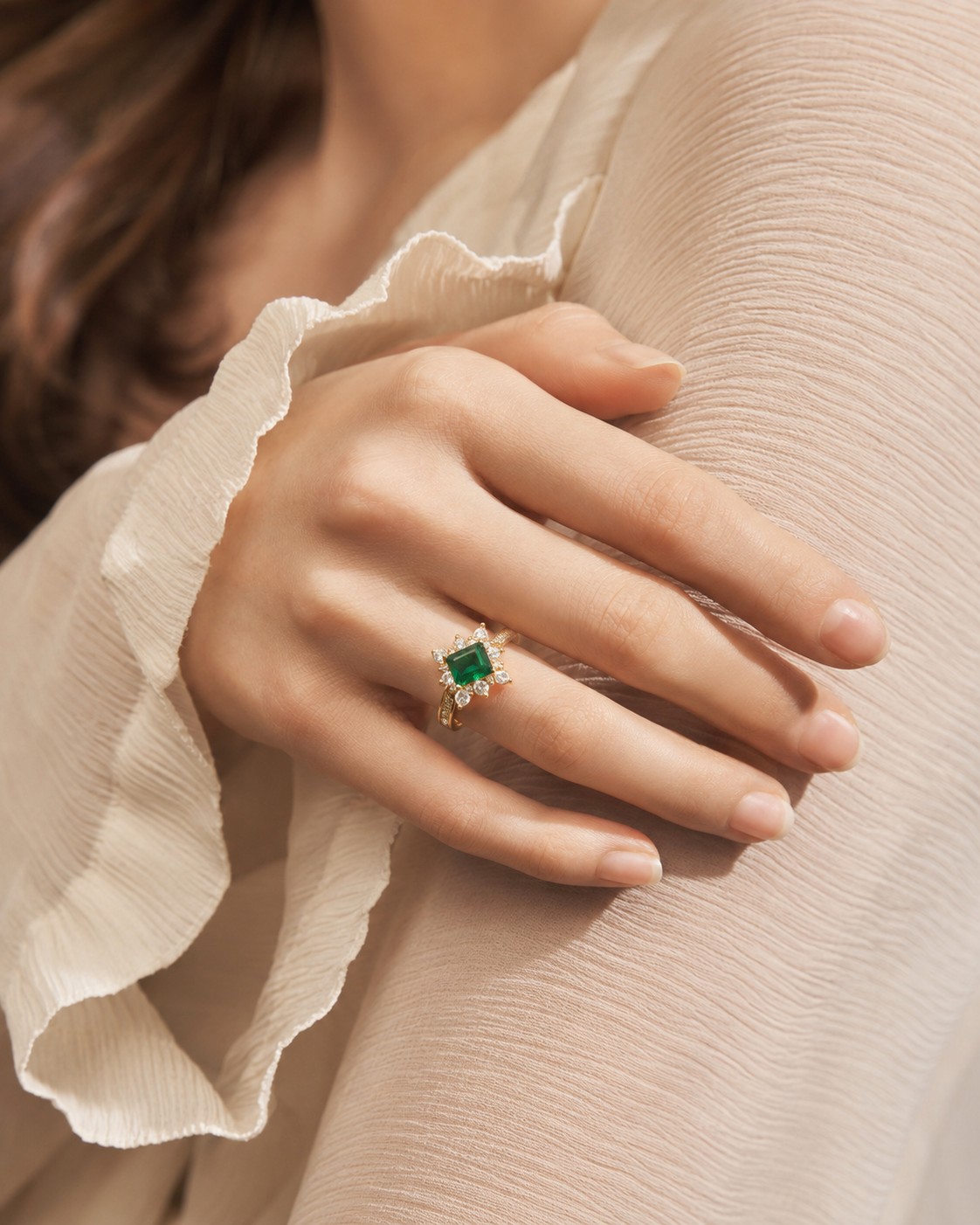 Emerald Princess-Cut Statement Ring - Image 2