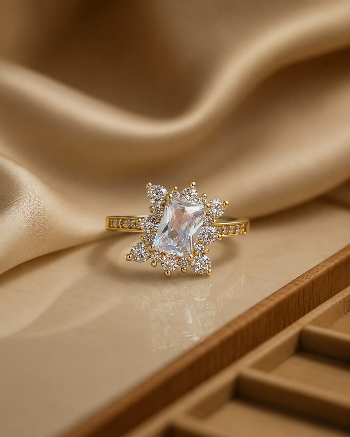 Princess-Cut Crystal Halo Ring - Image 2