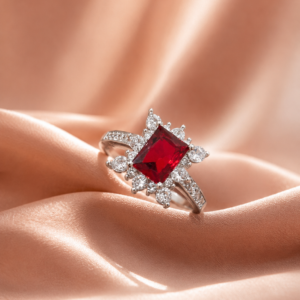 Ruby Red Crystal Halo Ring
