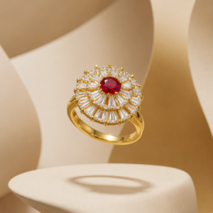 Sunburst Red Crystal Ring
