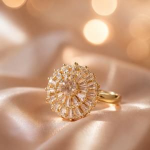 Sunburst Champagne Crystal Ring