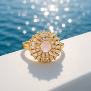 Sunburst Pink Crystal Ring