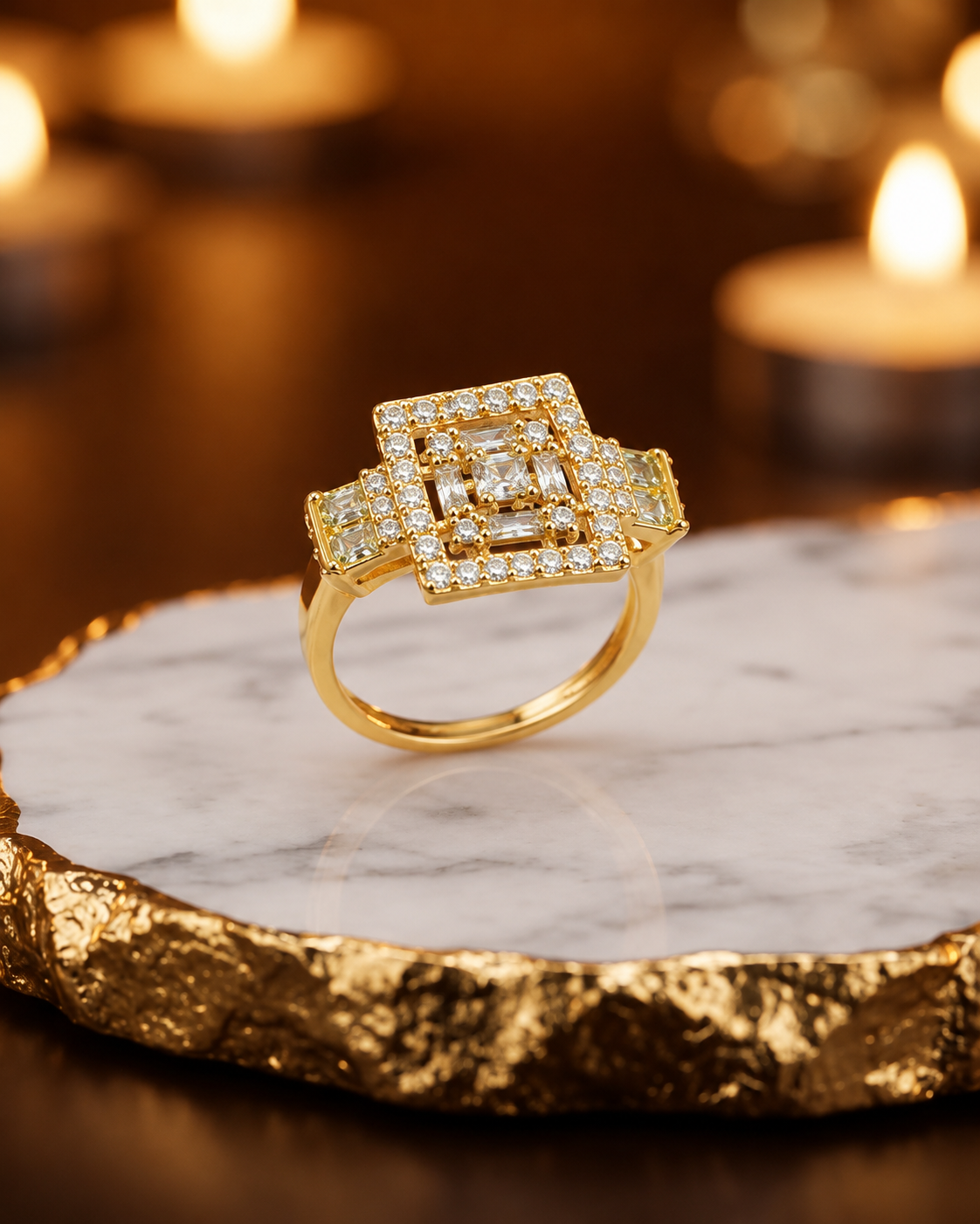 Gold-Tone Crystal Statement Ring