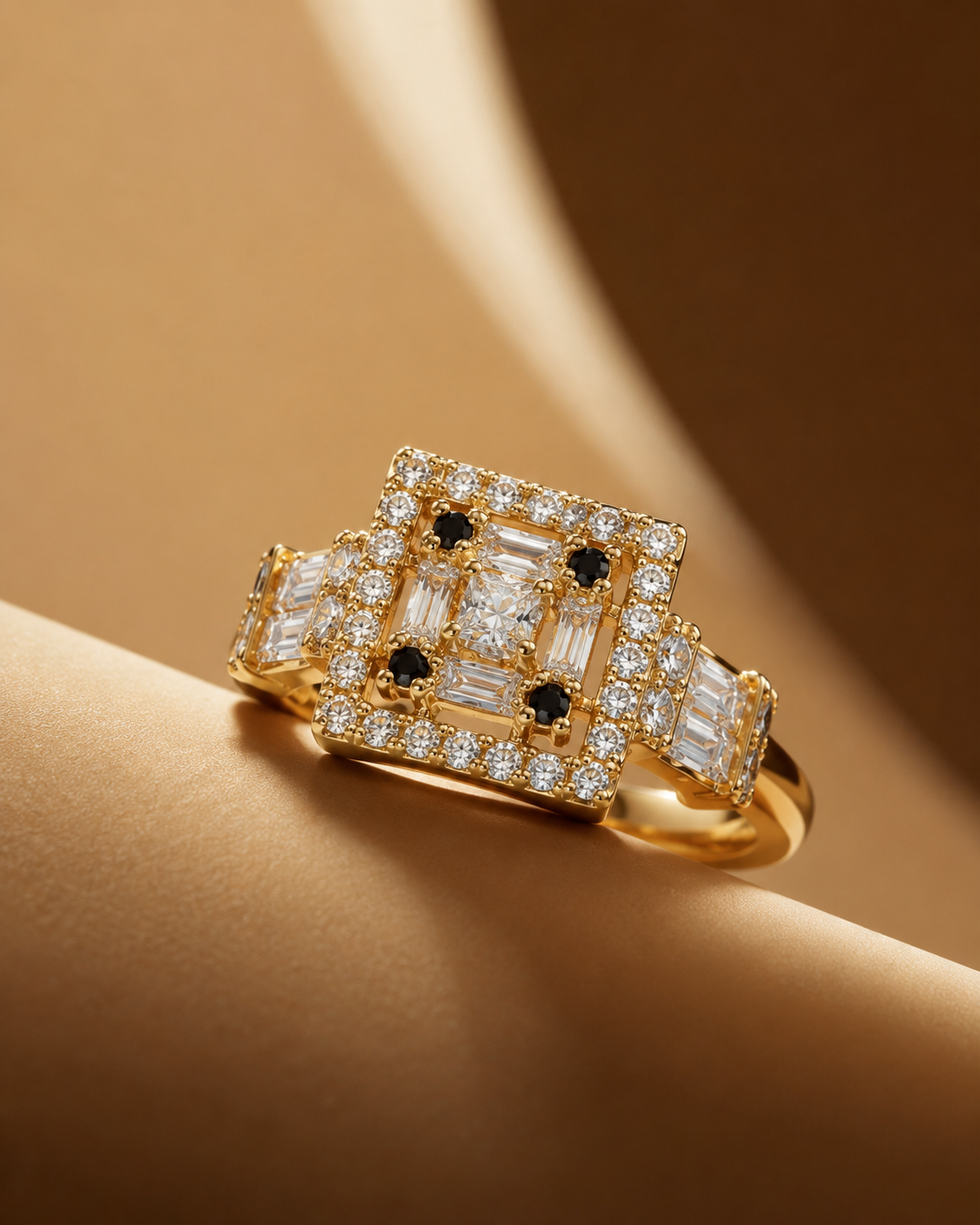 Black & Clear Crystal Ring - Image 3