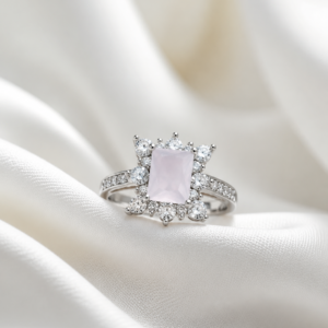 Rose Quartz Halo Statement Ring