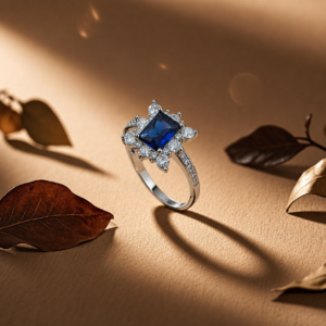 Royal Blue Sapphire Halo Ring