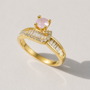 Pink Crystal Crown Ring